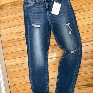 KanCan Women's Distressed Blue Jeans